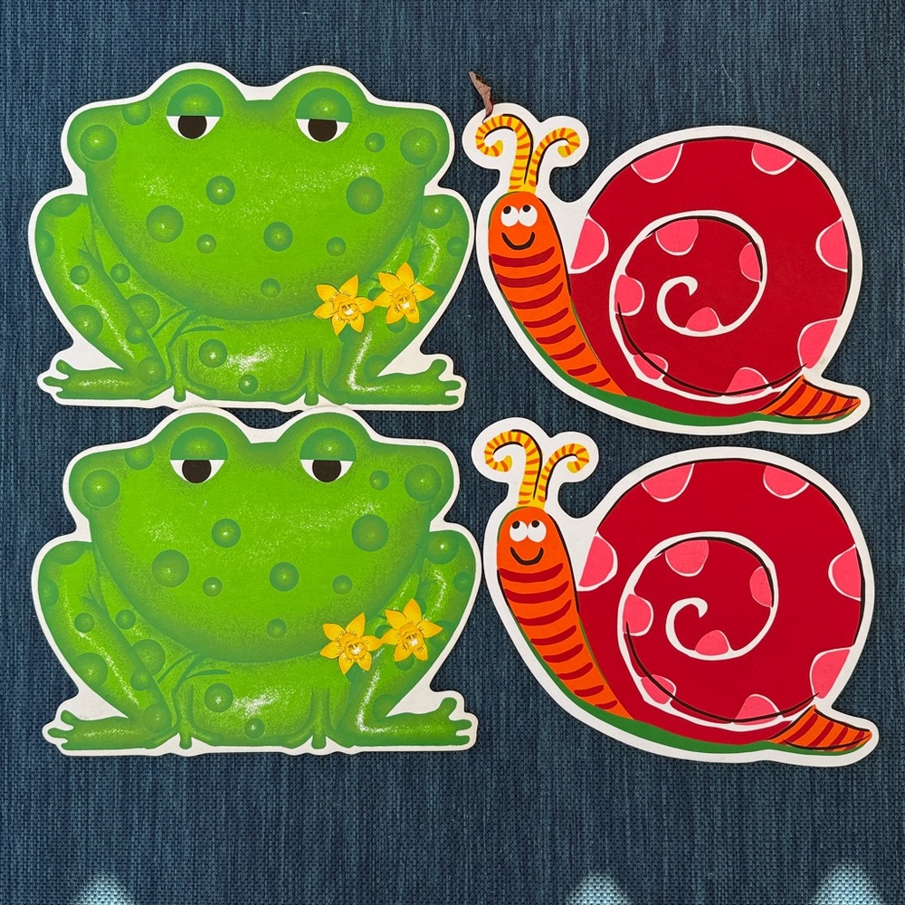 Kitschy Vintage Frog and Snail Placemats - Set of 4